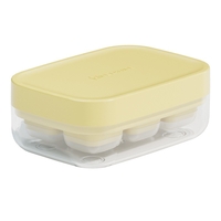 Forma pentru gheata cu presa Flippy, din silicon alimentar, 6 cuburi, caserola pentru depozitare, usor de folosit si curatat, 10.5 x 7.5 x 4.1 cm, galben