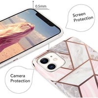 Husa protectie pentru Huawei P Smart 2020 Soft IMD TPU Marble Geometric Alb