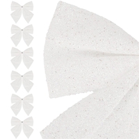 Set 6 ornamente pentru bradul de Craciun, fundita, 8cm, alb