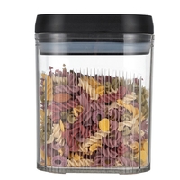 Cutie de Depozitare Alimente, Flippy, tip Container, 1.3L, Recipiente pentru Cereale in Bucatarie, Transparente cu Capac Negru
