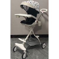 Carucior Sport Flippy 3in1, 6-36 Luni, Reversibil, Pliabil, Tavita pentru Masa, Pozitie de Somn, Centura de Siguranta, Roti 360, Suport Pahar, Copertina pentru Soare, 32x63x95cm, Bej Model Cosmos