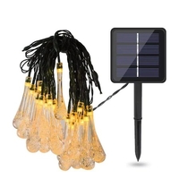 Instalatie Craciun, Tip Picaturi, 20 Led-uri, 5 metri, Alb rece, Energie solara, Senzor de lumina, Vafy