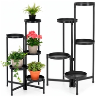Suport metalic pentru flori cu 5 niveluri, structura pliabila, 48x48x79 cm, negru