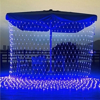 Instalatie Craciun, Tip Plasa, IP 44, 30 x 1 m, 1200 LED-uri, Albastru, 8 jocuri de lumini, Transformator cu telecomanda, Interconectabila, Prelungitor 5 m inclus, Fir transparent, Vafy