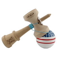 Kendama X Originala CHICANOS, Profesionala, Flippy, Cupe Mari KING SIZE V3, Super Sticky, Gaura in Baza, Rulment Metalic, din lemn 18 cm, Ata 62/65 cm, Albastru/Alb