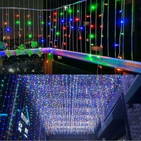 Instalatie Craciun, 15 m, 429 Led-uri ,Franjuri, Multicolor, Flash, Transformator, Interconectabila, Prelungitor 5 m inclus, Fir Alb, Vafy