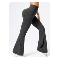 Pantaloni Sport de Dama, Flippy, pentru Yoga, Talie Inalta, Evazati, Tricotati, Negru, Marime XL
