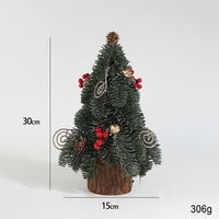 Decoratiune Craciun pentru Masa, Flippy, Ornament de Decor Model Brad de Craciun de Dimensiuni Mici, pentru Birou si Interior, din Plastic 30 x 15 x 15 cm, Verde