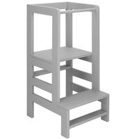 Turn de invatare inaltator multifunctional din lemn, platforma reglabila pe 3 inaltimi, 90x39x44 cm, gri