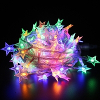 Instalatie Craciun cu baterii, 10 metri, 80 LED-uri tip Stea, fir Transparent, Multicolor, Vafy