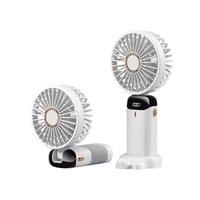 Ventilator Ultra Portabil cu Aromaterapie, Vafy, 3 in 1, de Mana, de Birou, de Gat, 5 Trepte de Viteza, Incarcare USB, Autonomie 12h, Pliabil, cu Ecran LCD, Alb