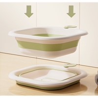 Cada Pliabila pentru Baie pentru Copii, Flippy, Cadita pentru Bebelusi, Model Patrat pentru Fundulet, Verde, 30x30x3.5 cm, 3.5 L