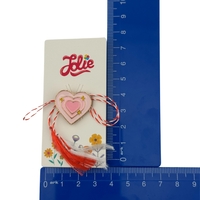 Martisor pentru copii, Jolie, Material Metal, Ambalaj Carton cu Design, Dimensiune Brosa Aproximativ 2x2 cm, Multicolor, Model Inima