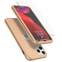 Husa de protectie Vafy compatibila cu Apple iPhone 12/12 Pro Full Cover 360 Auriu + Folie de protectie