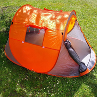 Cort plaja si picnic Sersimo, protectie UV, 210x130x90 cm, portocaliu gri
