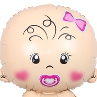 Balon din Folie Metalizata, Vafy, Figurina Fetita, Tema Botez, 73x48 cm, Ambalaj Individual, Pai Inclus, Umflare cu Aer sau Heliu, Roz