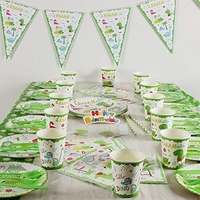 Set 16 Accesorii de Masa, Flippy, Colectia Dino Park, 136 Piese, din Carton/Plastic/Hartie, Multicolor