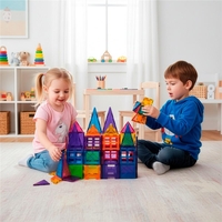 Set de constructie din piese magnetice educative pentru copii 60 de piese, multicolor