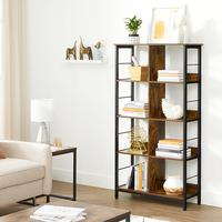 VASAGLE Biblioteca cu rafturi deschise, 8 compartimente, design industrial, 80x33x149cm, maro retro si negru