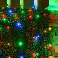 Instalatie Craciun, 110 m, 1100 Led-uri ,Liniara, Rosu/Albastru/Rosu/Verde, Flash, Transformator, Interconectabila, Prelungitor 3 m inclus, Fir Verde, Vafy
