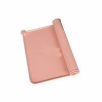 Covoras din silicon pentru animale Flippy, pentru bol de apa si mancare, antiderapant, margini ridicate pentru a mentine apa, 48.5x30 cm, Roz