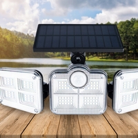 Proiector LED solar modular cu 3 lampi, senzor de miscare, 122LED-uri, cu telecomanda