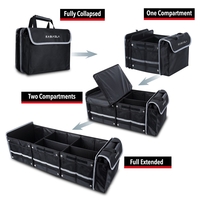 Organizator Auto pentru Portbagaj, Flippy, Model Pliabil, din Panza, cu Geanta Termoizolanta Detasabila, 3 Compartimente, Curele Ajustabile, 90 x 35 x 30 cm, Negru