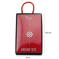 Bratara Argint 925 pentru Dama, Jolie, Model Floare in Contur, Martisor Bratara de 1 Martie, Pandativ Argintiu cu Snur Rosu