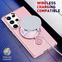 Husa de protectie Vafy, cu incarcare Wireless, Tehnologie Magsafe, TPU, Inel magnetic rotativ cu functie de suport, pentru Samsung Galaxy S23 Plus , Rose Gold