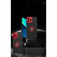 Husa de protectie Eagle eye pentru Apple iPhone 14 Pro, Rezistenta la socuri, Protectie camera, Cu inel de prindere magnetic rosu, Vafy, Negru