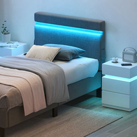 VASAGLE Noptiera din MDF cu iluminare LED, culori si intensitate reglabile, 35x40x55cm, alb