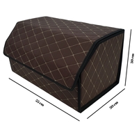 Cutie de Depozitare Auto, Flippy, Organizator Premium Portbagaj, Geanta Multifunctionala din Piele Ecologica, Rezistent la Uzura si Pliabil, 2 Compartimente Depozitare, Maro Havana, 55 x 30 x 30cm