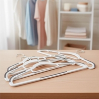 Set de 30 de umerase antiderapante pentru haine, din PE, cu carlig metalic rotativ, 41 cm, alb si gri