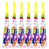 Set 6 Trompete Happy Birthday, Flippy, pentru Petrecere, Tematica Aniversare, 18.3x5 cm, Multicolor