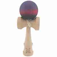 Kendama X Originala, Profesionala, Flippy, din Lemn, Rubber Grip, 18 cm, Mov/Rosu/Negru
