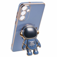 Husa Telefon 2in1, Vafy, Compatibila Samsung Galaxy S24 Ultra, Carcasa TPU cu Suport Inclus Tip Astronaut, Protectie Camere, Albastru