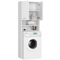 Dulap baie inalt pentru spatiu deasupra masinii de spalat, cu usi si polite, 64x30x180 cm, alb mat