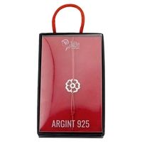 Bratara Argint 925 pentru Dama, Jolie, Model Floare in Contur, Martisor Bratara de 1 Martie, Pandativ Argintiu cu Snur Rosu