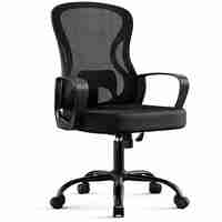 SONGMICS Scaun de birou ergonomic, spatar mesh cu suport lombar, reglabil pe inaltime, baza metalica, 60x60x106 cm, negru