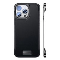 Husa pentru iPhone 16 Pro, husa de protectie pentru telefon, Vafy, Design Modern fara margini, din Piele PU, Subtire, Negru