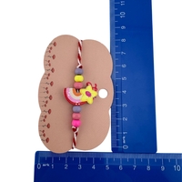 Martisor Bratara Multicolora pentru Copii, Jolie, din Lemn si Textil, Model Steluta Curcubeu