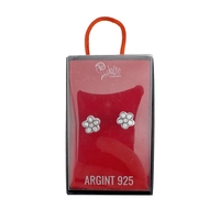 Cercei din Argint 925, Jolie Silver, pentru Dama, Model Floare Cu 5 Petale, 1.74 g, Design Clasic Floral, Argintiu
