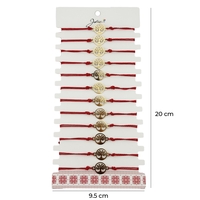 Bratara Martisor pentru Dama, Jolie, Model Copacul Vietii, Set 12 bucati, Pandativ Auriu din Inox cu Snur Rosu Ajustabil