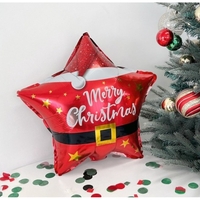 Balon Stea, Vafy, din Folie de Aluminiu, Tema Craciun Merry Christmas, 45 x 45 cm, Rosu