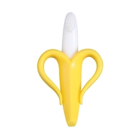 Jucarie dentitie bebelusi Flippy, banana, cu manere de prindere, material silicon non-toxic, fara miros, 10.5x5.9 cm, galben