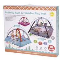 Tarc de joaca pentru bebelusi, 76x76x50 cm, roz – cu jucarii, mingi si arcade interactive