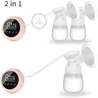 Pompa de San Electrica 2 in 1, Flippy, cu 2 Biberoane, Capacitate 180 ml, Incarcare USB Tip C, 1200 mAh, 2 Moduri, 9 Viteze, Roz Transparent
