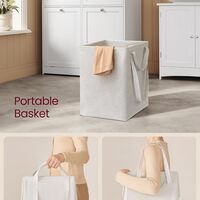 VASAGLE Dulap baie de podea, 2 cosuri de rufe integrate cu saci detasabili, 2 sertare, 79x40x80 cm, alb