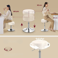 VASAGLE Taburet pentru masa machiaj, reglabil pe inaltime, rotativ 360°, sezut capitonat, 39x39x58 cm, alb crem