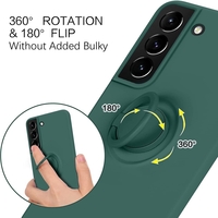 Husa de Protectie, Vafy, pentru Samsung Galaxy A52, Liquid Silicone Ring cu Suport Rotativ, Albastru